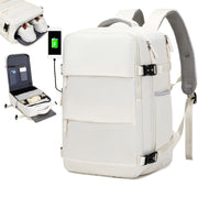 Airlines Approved Women'S Travel Backpack with Shoe Compartment, Casual Laptop Bag, Adjustable Strap, Zipper Closure, Polyester Lining, Solid Color, USB Powered - Multi-Color Options
