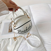 Stylish Women's Basketball Crossbody Bag - Chic PU Shoulder Bag with Zip Closure, Polyester Lining, Perfect for Sports Enthusiasts, Basketball Messenger Mini Round Bag PU Clutch, Suitable for Dates, Work, Vacation, Parties, C