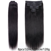 Straight Clip In Hair Extensions Real Human Hair Clip Ins Hair Extensions For Women 8pcs Clip On Hair Extensions 18 Clips Double Weft Brazilian Remy Natural Human Hair 120G