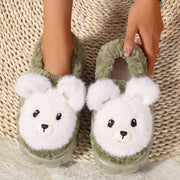 Women's Cartoon Plush Slippers with EVA Sole, Sweet Style Animal Print, All-Season Comfortable Home Slippers, Hand Washable Fabric Insole and Upper - For Women - Cozy & Cute - Perfect Gift for Birthday & Holidays