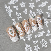 1 Set 3D Embossed Floral Nail Art Stickers - Self-Adhesive Plastic Nail Embellishments, Matte Finish, Plant Theme, Single Use, Irregular Shape - Unscented, Nail Art Decor | Floral Nail Design | Durable Nail Stickers