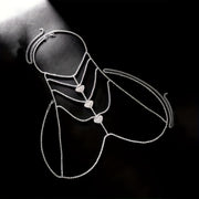 Luxurious Silvery-Plated Rhinestone Heart Body Chain - Sexy Multi-Layer Chest & Neck Jewelry for Women, Perfect for Parties and Bikini Accessories
