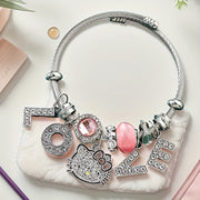 Sanrio for hello kitty Pendant Necklace, Cute Cartoon, Adjustable, Hollow, Zinc Alloy, Durable, with Shiny Beads, for Teenagers, Valentine'S Day