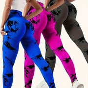 3pcs Women Tie Dye High Stretchy Yoga Leggings Pants - High Waist Butt Lifting Workout Tight Sports Pants - Made from Polyester & Spandex - Suitable for Yoga, Fitness & Workout - Perfect Gift for Women Who Love Sports