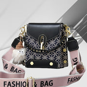 1pc Vintage Geometric Pattern PU Shoulder Bag for Women - Lightweight Crossbody Purse with Adjustable Wide Strap, Buckle Closure, Polyester Lining & Keychain Included in Deep Brown, Pink, Green, Black, Small Crossbody Bag