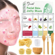 10 Pack Jelly Mask Powder With Face Mask Mixing Bowl Set, Mothers Day Spa Gifts For Wife Jelly Mask For Facials Professional, Peel Off Hydrojelly Mask, Mask For Hydrating, Nourishing
