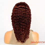 Easter Special Offer 180 Density 5x5 Red Brown Dark Wavy Front Wig 5x5 Glueless HD Lace Front Wig Colorful Curly Lace Closure Front Human Hair Wig