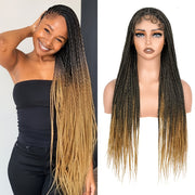 28-Inch Light Brown Lace Front Wigs with, Featuring 360° HD Technology And Knotless Braids, Designed for Women.