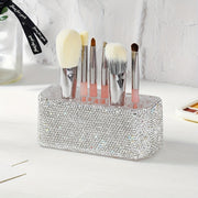 Fashion Creativity Luxury Diamond Inlay Cosmetic Pen Storage Box Eyebrow Pencil Holder with 26 Holes for Makeup Brushes and Eyeliners