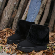 Cozy Fluffy Winter Boots - Soft Plush Lined, Platform Sole, Warm Snow Ankle Boots for Women - Perfect for Cold Weather, Outdoor Activities, and Everyday Wear