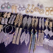 10 Pairs/ Lot Shiny Zircon Decor Dangle Earrings Simple Luxury Style Zinc Alloy Jewelry Gift For Friends