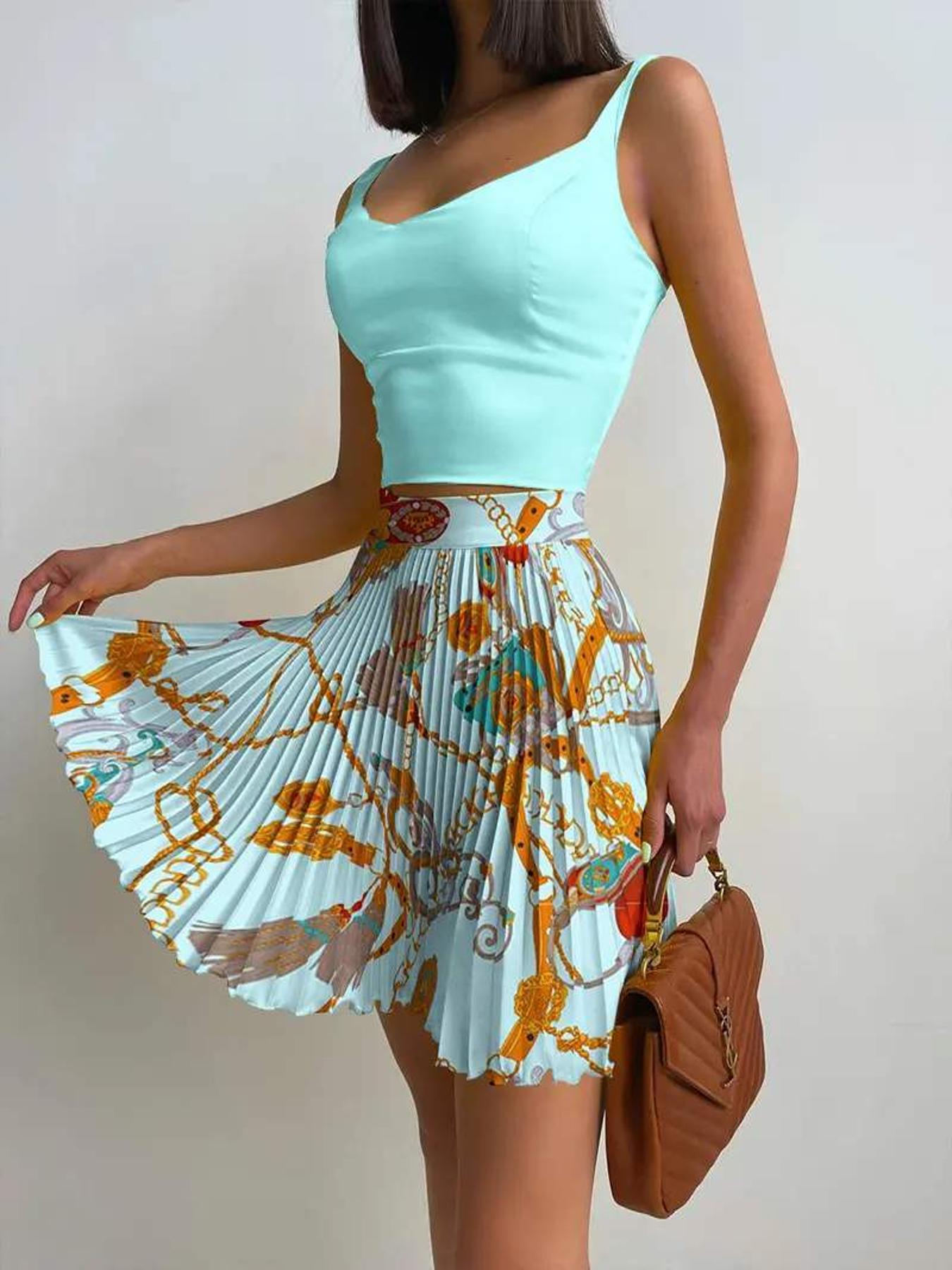 Trendy Summer Set, Cute Crop Top and Skirt
