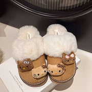 1pc Sanrio Hello Kitty Closed Toe Slippers, Women's Fashion Slip-on Kitty Cat Plush Slippers with Faux Plush Interior And Rubber Bottom, Cute And Warm Non-slip House Shoes, Birthday Gifts And Festival Gifts for Mom Or Girlfri