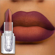 Dual-Tone Matte Lipstick - Long-Lasting, Waterproof, Non-Stick Velvet Lip Mud with Pearlescent Finish - Universal Skin Compatibility, Romantic Holiday Gift, Perfect for Natural Makeup in Red & Brown Shades
