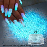 Glow-in-the-Dark Nail Powder - Blue & Green Luminous Pigment Dust, Odorless Phosphor Glitter for Stunning Manicures