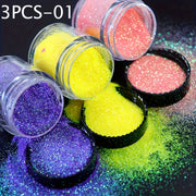 3pcs/Set Bottled Candy Colored Nail Glitter Summer Color 0.2Mm Fine Glitter Powder