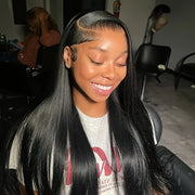 4X4 HD Lace Closure Wig - 100% Human Hair, No Glue Needed, Pre-Plucked Straight Hair, 200% Density, Elegant Style for Women, Perfect for Role-Playing And Casual Attire, Everyday Hairpiece | Natural Appearance | Natural Textur