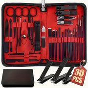 30-Piece Rose Golden Manicure Set: 30-in-1 Nail Clipper Kit With Fingernail & Toenail Clippers, Premium Stainless Steel Clippers, Nail File, Scissors, Tweezers, And Cuticle Remover - Complete Manicure And Pedicure Tools For A