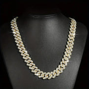 1 Luxurious Golden-Toned Cuban Link Chain Necklace with Sparkling Rhinestones - Hip-Hop Style Charm, Ideal for Daily Wear, Weddings & Special Occasions - Zinc Alloy, Perfect Gift for Her, Chunky Cuban Link Necklace