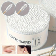 500pcs Natural Cotton Swabs with Thick Spiral Tips & Solid Fungus Sticks - Pointed Round Design for Precise Cleaning, Unscented, Individually Packaged in Clear Plastic Containers