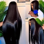Long Straight Brazilian Virgin 100% Real Human Hair HD 4x4 Lace Closure Wigs Black For Women Pre Plucked Glueless Straight Lace Front Wigs Human Hair Bleached Knots With Baby Hair
