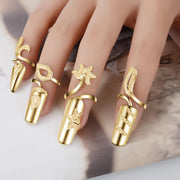 Arousar 8pcs Elegant Hollow Ring Nail Art Set - Fashion Metal Nail Art, Hypoallergenic, Perfect for Ladies and Girls, Ideal for Valentine'S Day