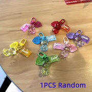 Chic Acrylic Bear & Heart Keychain Set with Ring - Candy-Themed Bag Charms, Perfect for Women's Fashion, Student Backpacks & Christmas Decor