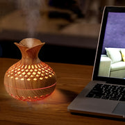 1pc Yethke Flower Air Warm Humidifier with Colorful Ambient Lights - Luxurious Wood Grain, Elegant Hollow Design, Perfect for Bedroom & Living Room, Reduces Indoor Dryness, Bedroom Humidifier | Modern Aesthetic | Wooden Humid