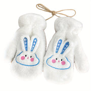 Women's Winter Mittens | Cute Rabbit Design Fleece Gloves | Pink Cotton Blend with Bunny Ears and Face | Plush Warmth for Cold Weather | Non-Stretch, Hand Washable | Cozy Outdoor Accessory