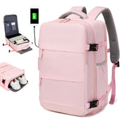 Airlines Approved Women'S Travel Backpack with Shoe Compartment, Casual Laptop Bag, Adjustable Strap, Zipper Closure, Polyester Lining, Solid Color, USB Powered - Multi-Color Options