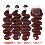 Nadula 12A Reddish Brown Body Wave Human Hair Weave 3 Bundles with 4x4 lace closure, Brazilian Remy Hair Ombre Balayage Human Hair Extension FB30 Highlight Color
