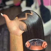 5x5 HD Transparent Lace Front Wig Glueless Closure Human Hair Wig - 3-Second Application, Pre-Plucked & Pre-Cut, Pre-Bleached Knots, 250% Density Sleek Straight Hair for | Natural Hairline, High-Density Voluminous Hair, Wig A