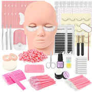 Beauty 246pcs/set Eyelash Extension Training Tool Kit With Silicone Practice Model Head, Eye Pads, Tweezers, Glue Ring, Eyelash Brushes, Individual Lashes Glue, Micro, Brushes, Grafting Eyelash Extension Set