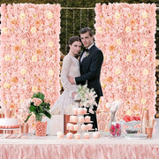 12pcs Pink Rose Floral Backdrop, 15x15 Inches - Elegant Polyester Photography Background for Weddings, Bridal Showers, Birthday Parties, and Romantic Celebrations, Party Backdrop | Elegant Event Backdrop | Blush Wedding Roses