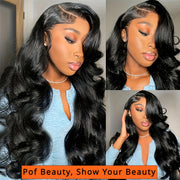 Women's Wig | 13x4 | 100% Pure Human Hair | Pre-Drawn Body Wave Gel Free | Wear And Go Lace Front Wig | Natural Black | 200% Density