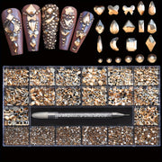 Nail Art 21 Champagne Aesthetic Nail Rhine Kit, flat bottom and irregular shape Nail decoration DIY nails charm nail gem nails