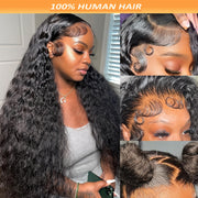 Brazilian Deep Curly Lace Front Wigs Pre-plucked Human Hair Wigs 4x4 HD Lace Closure Wigs 100% Real Human Hair Wigs Friendly For Beginners 200% Deep Wave Lace Wigs