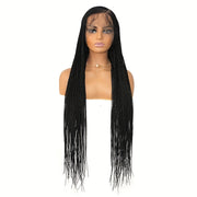 36 Inch Full Lace Front Wig Cornrow Double Lace Braided Wigs For Black Women Twist Box Side Part Braided Lace Wig Faux Locs Braids Wigs Prepluck Synthetic Butterfly Braided Wigs