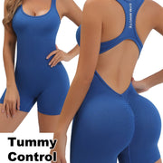 Women's High-Stretch Seamless Brown Jumpsuit Bodysuit - Soft, Breathable, 4-Way Stretch for Yoga, Tennis & Fitness - Quick-Dry, No Sheer Fabric, Machine Washable