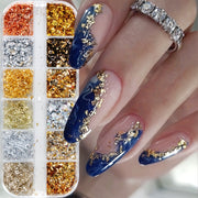 Golden & Silvery Nail Foil Glitter, Rectangular Metal Leaf Sequins, Unscented Nail Art Decor, DIY Exquisite Nail Art Foil Paper for Nail Decorations