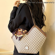 Timeless Chic - Niche Shoulder Bag with Fashion-Forward Scarf Accent - Versatile Classic Pattern Design for Womens Everyday Style