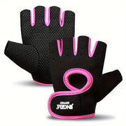 Breathable Sports Gloves with Silicone Non-Slip Palm Matrix, Half Finger Gym Fitness Gloves with Ventilated Back, Durable Polyester Hand Washable Fingerless Cycling Training Gloves - For Men & Women - Suitable for Cycling, Gy