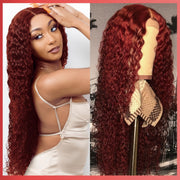 Easter Special Offer 180 Density 5x5 Red Brown Dark Wavy Front Wig 5x5 Glueless HD Lace Front Wig Colorful Curly Lace Closure Front Human Hair Wig