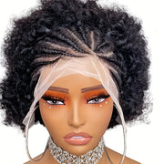 200% Density Short Wig Kinky Curly Human Hair Wig 13x4 Short Afro Kinky Curly Braided Lace Wigs Hand-Braided Box Braids With Short Curly Style Daily Wear & Festival Hair Wig