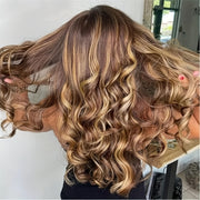 Ombre Lace Front Wig Human Hair 4/27 13x4 Body Wave Highlight Lace Front Wig Human Hair Pre Plucked With Baby Hair Honey Blonde Wig Human Hair 180% Density Colored Wigs Human Hair For Women