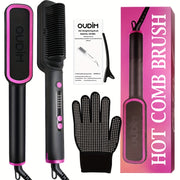 Hair Straightener Brush, Ionic Hair Straightening Brush Flat Iron For Women, Anti-Scald Straightening Comb Fast Heating For Home Salon, Precise Temperature Control And Heats Up Fast, Auto Shuts Off, Christmas, Happy Holidays,