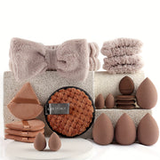 Professional Makeup Brush Set in Combination Light Beige - 20/40pcs with High-Quality Nylon Bristles, Headbands, Sponges & Velvet Applicators, ABS Plastic Handles, Fragrance-Free