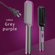 Multi-Temp 2-in-1 Hair Straightener and Curler Comb, Ceramic Plates, Power Supply Operated, 110V/220V, US Plug, for Wet and Dry Styling, Volumizing Hair Tool for Women, Ideal Mother'S Day Gift