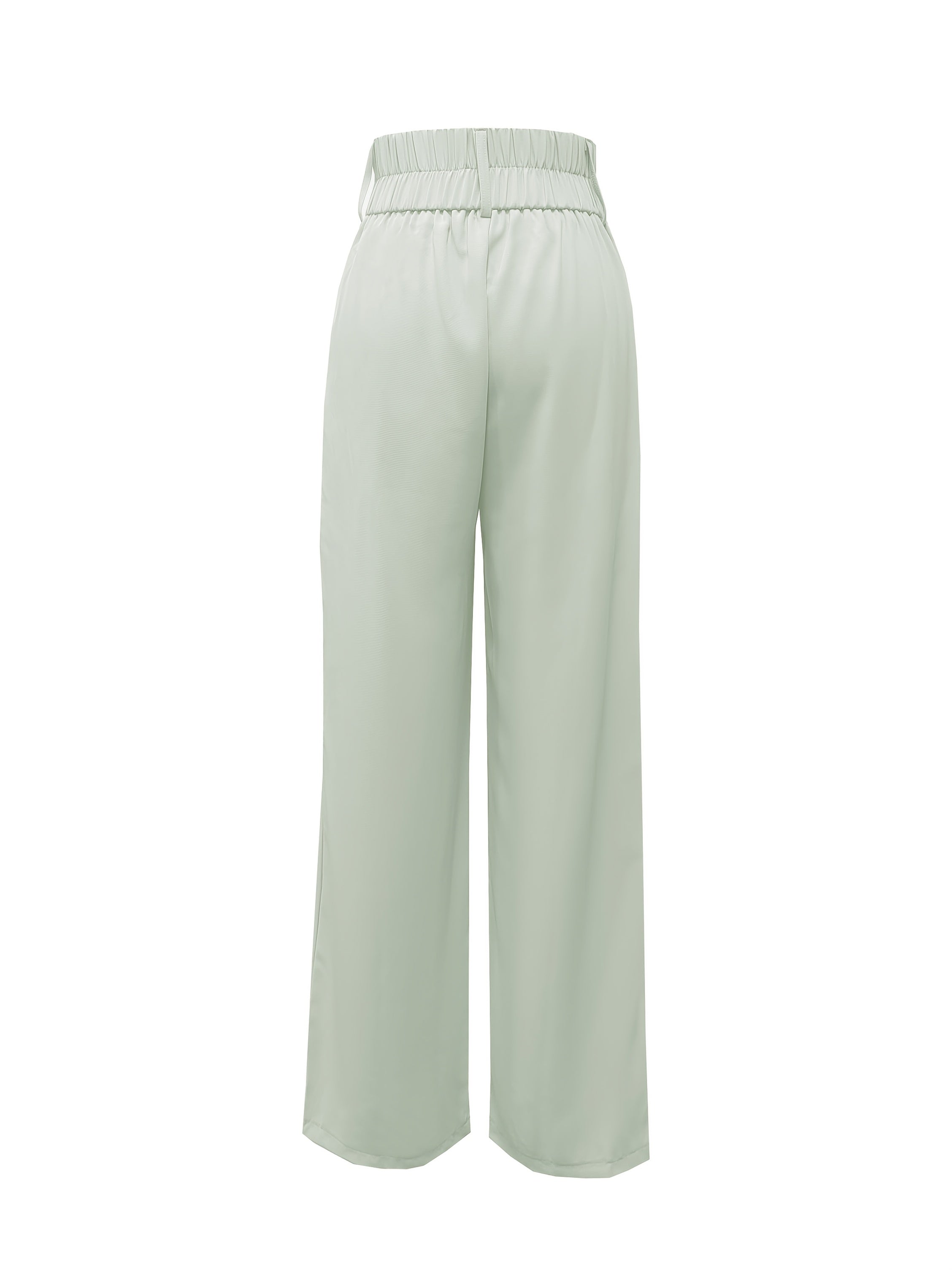 1pc Elegant High-Waisted Wide Leg Pants for Women - Solid Color Polyester, All-Season Long Trousers, Woven Weave, No Belt Required