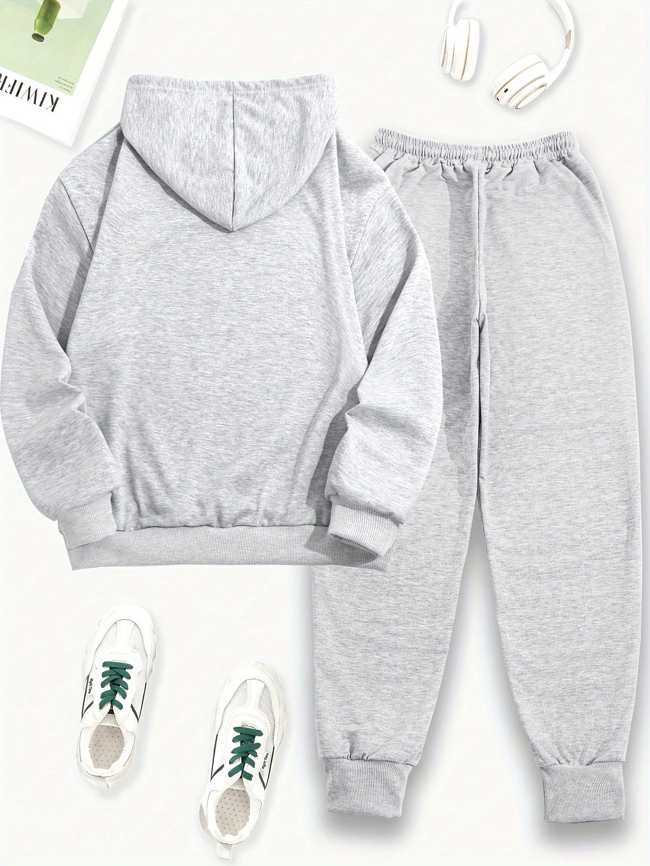 Women's 2pcs Casual Set - "Faith" Printed Hoodie & Jogger Pants, Long Sleeve, Polyester, Machine Washable, with Pockets - Perfect for Spring/Fall